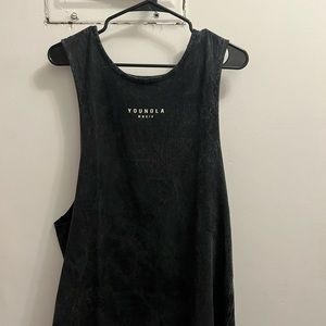 YoungLA Black cut-off Wavy Tee